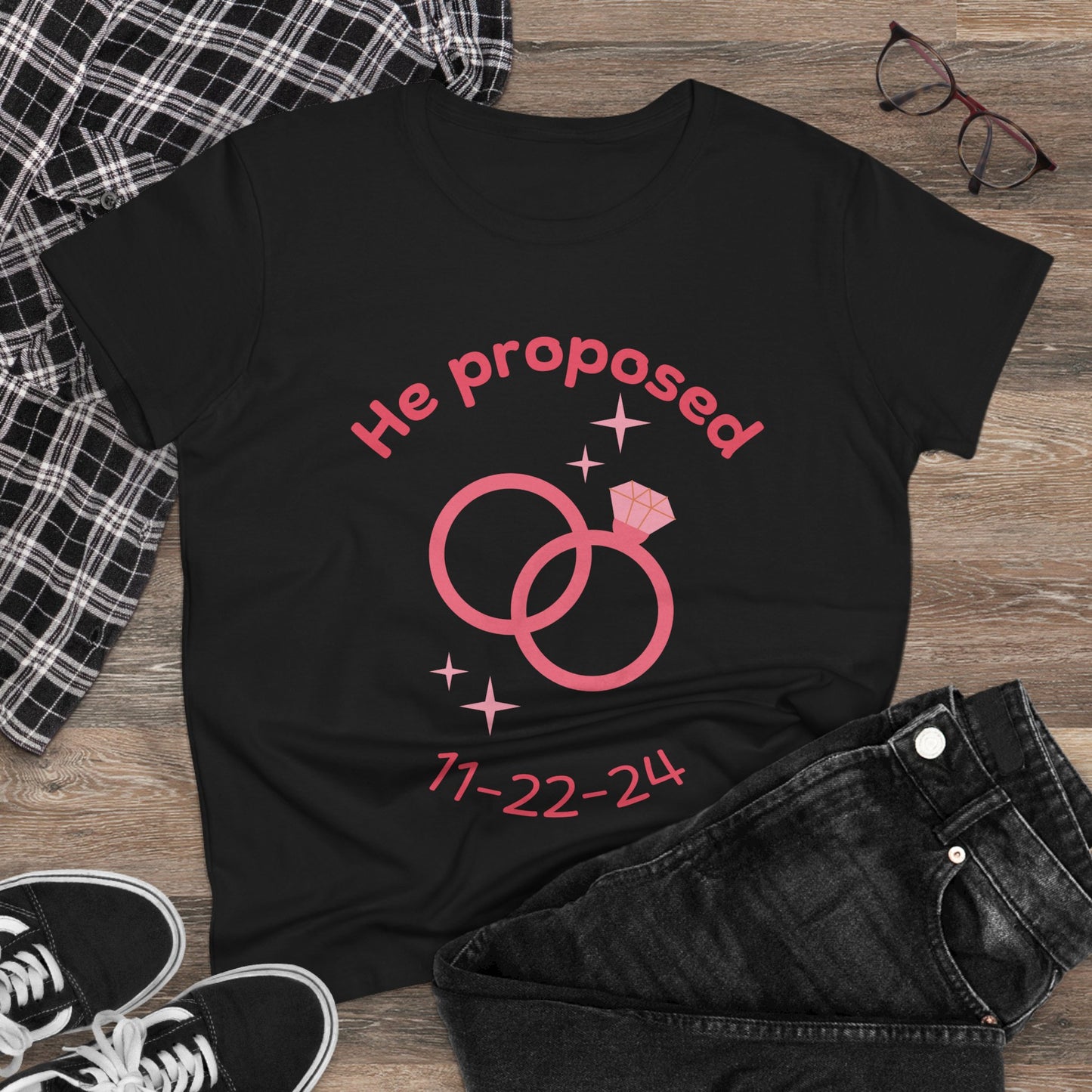 He Proposed! Women's Midweight Cotton Tee
