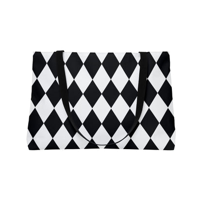 Black and White Small Diamond Print Weekender Tote Bag