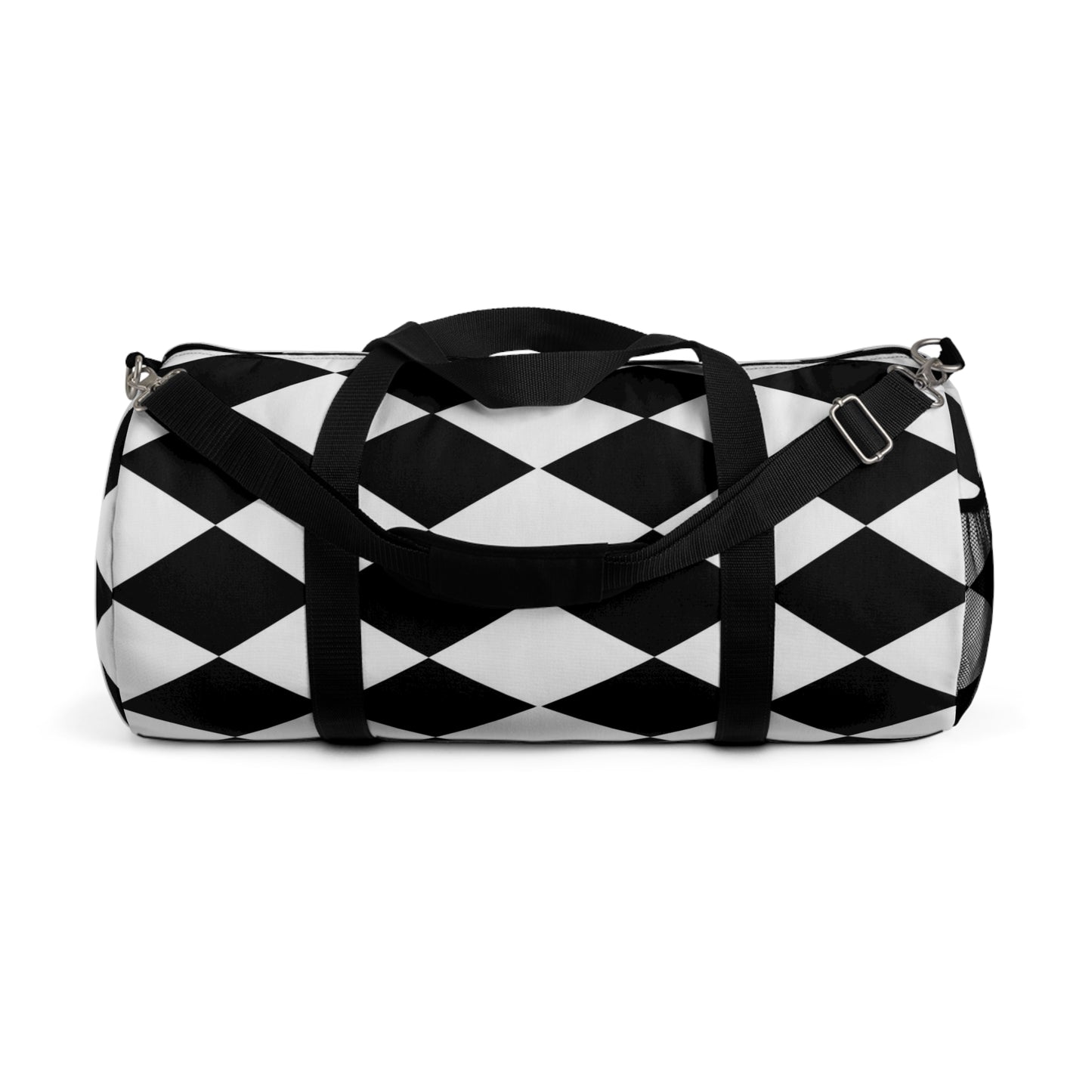 Black and White Small Diamond Print Duffel Bag