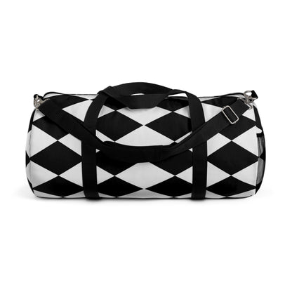 Black and White Small Diamond Print Duffel Bag