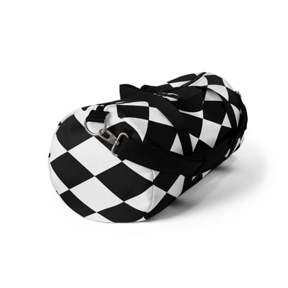 Black and White Small Diamond Print Duffel Bag