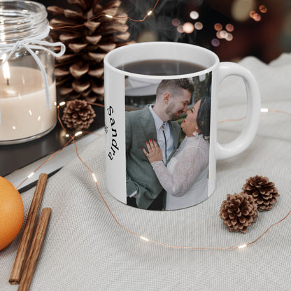 Personalized Photo Wedding Mug — Custom Names & Date (Ceramic, 11oz/15oz)