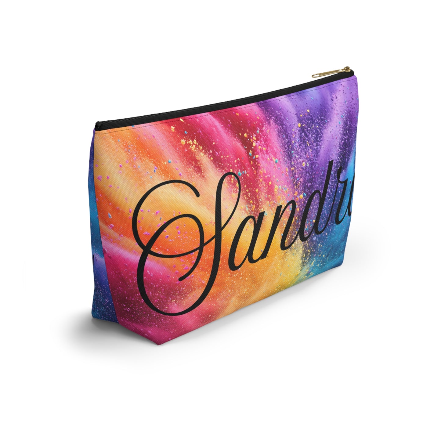 Personalized Rainbow Name Accessory Pouch — T‑Bottom Makeup Bag