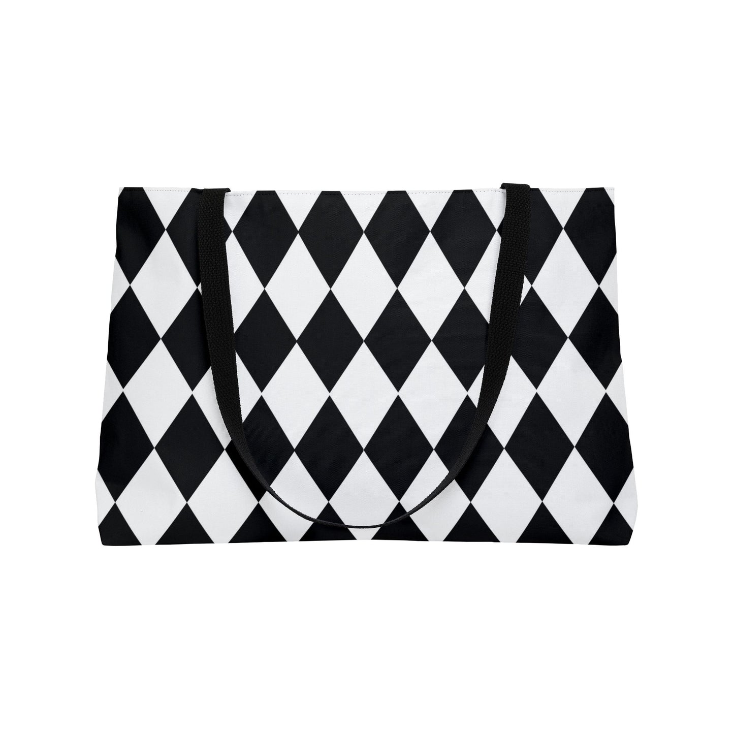 Black and White Small Diamond Print Weekender Tote Bag