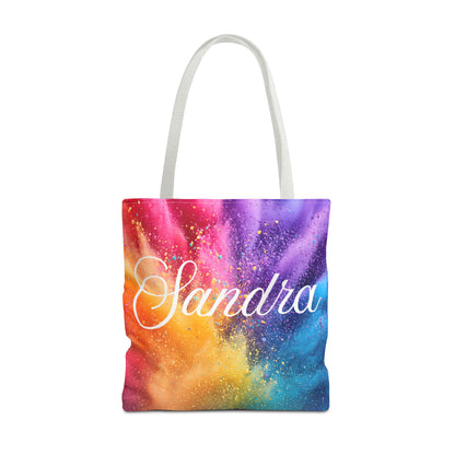 Personalized Rainbow Galaxy Tote Bag – Custom Name Colorful Canvas Tote
