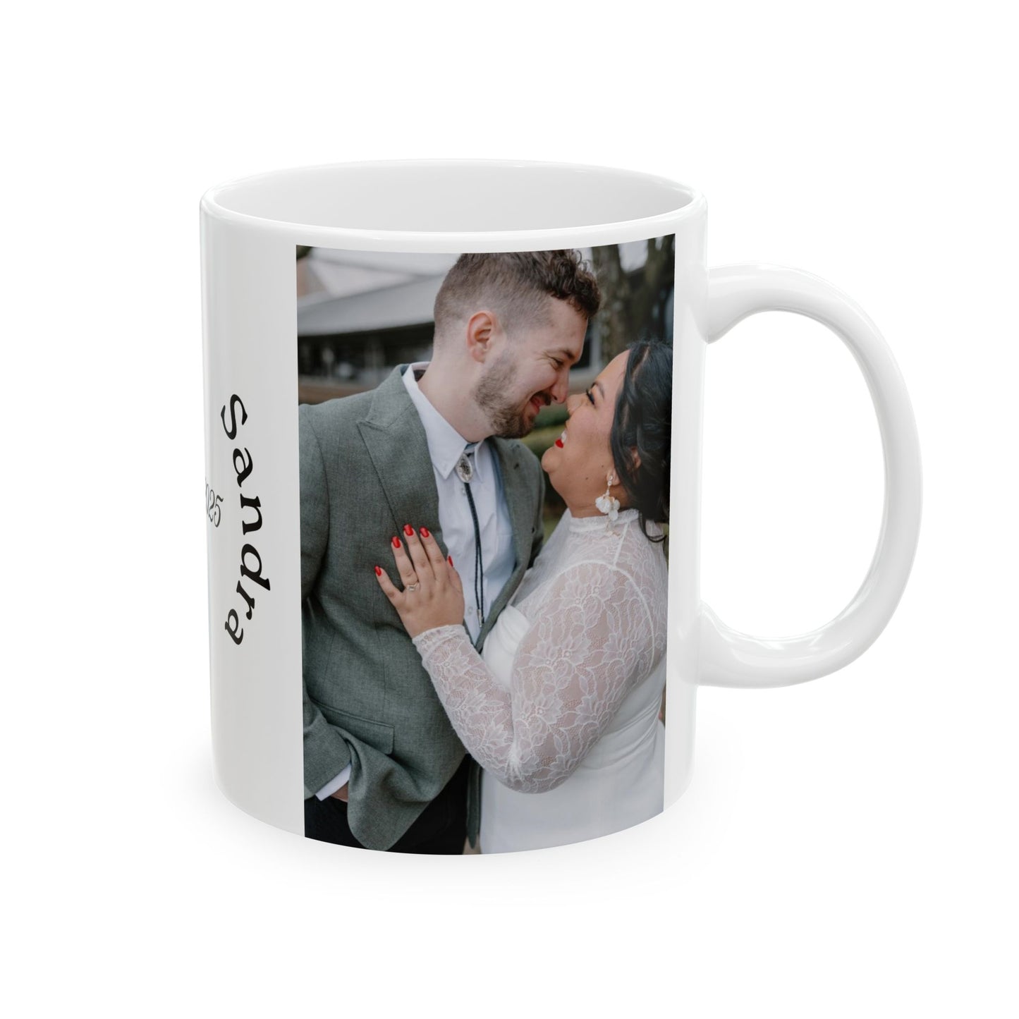 Personalized Photo Wedding Mug — Custom Names & Date (Ceramic, 11oz/15oz)