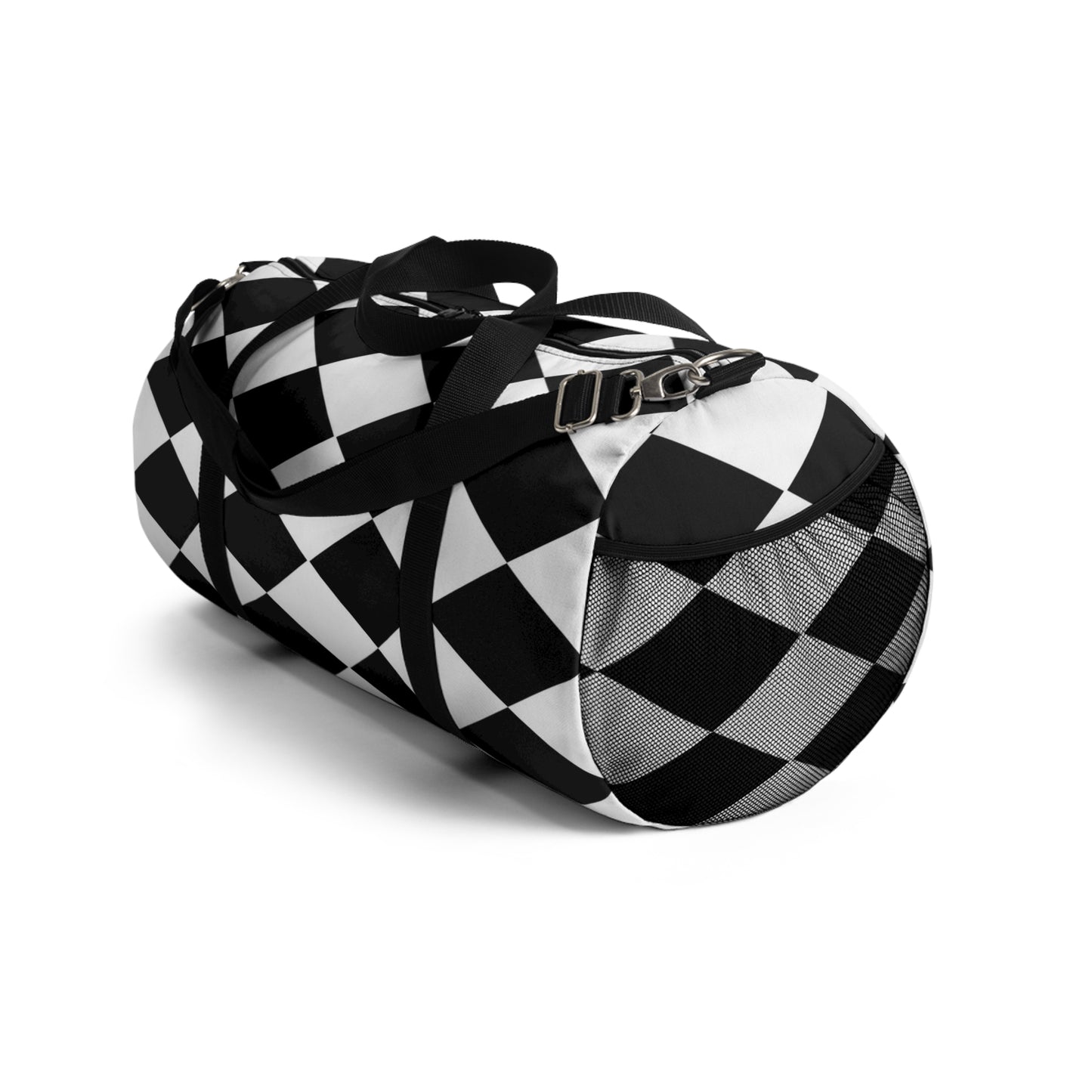 Black and White Small Diamond Print Duffel Bag