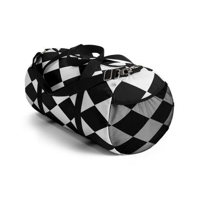 Black and White Small Diamond Print Duffel Bag