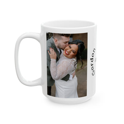 Personalized Photo Wedding Mug — Custom Names & Date (Ceramic, 11oz/15oz)