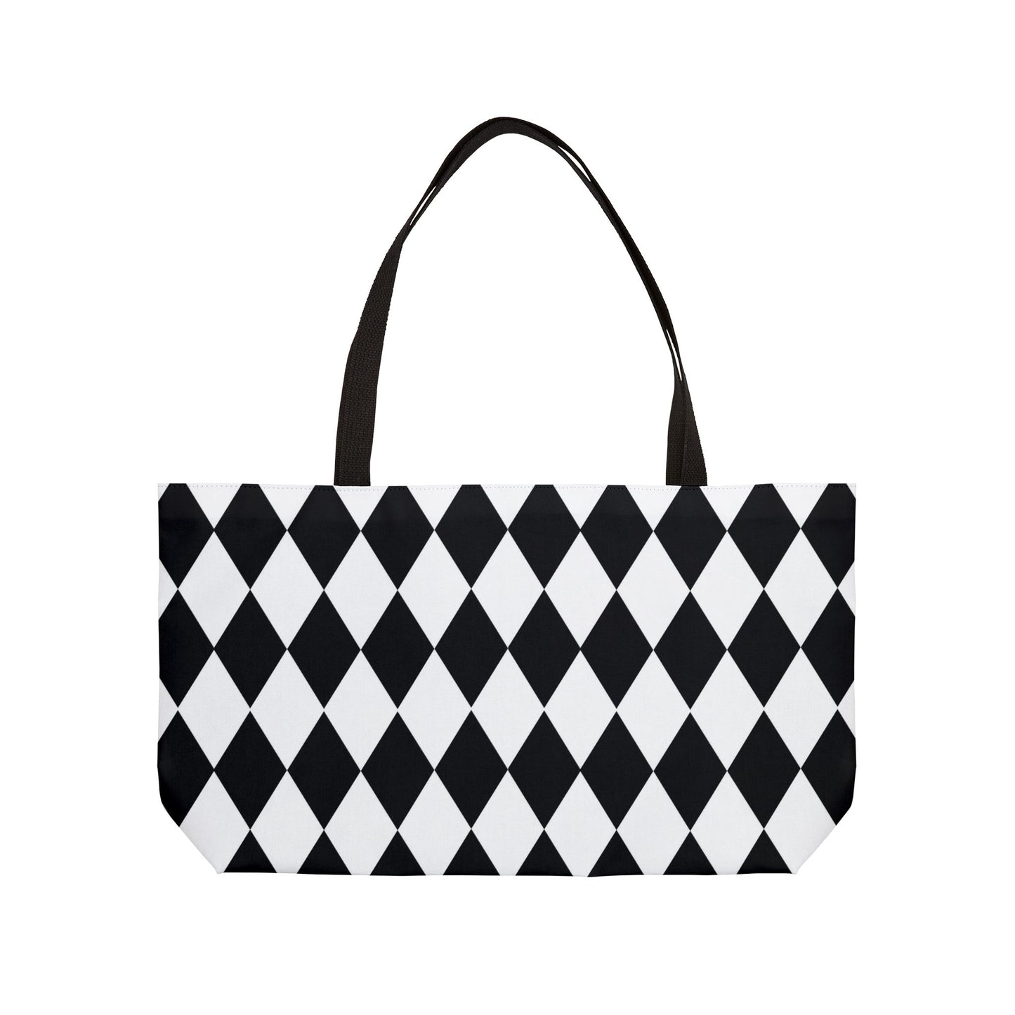 Black and White Small Diamond Print Weekender Tote Bag
