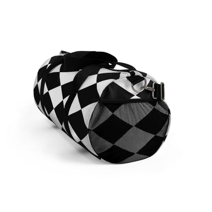 Black and White Small Diamond Print Duffel Bag