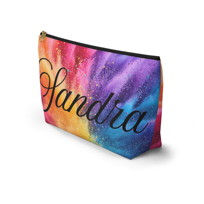Personalized Rainbow Name Accessory Pouch — T‑Bottom Makeup Bag