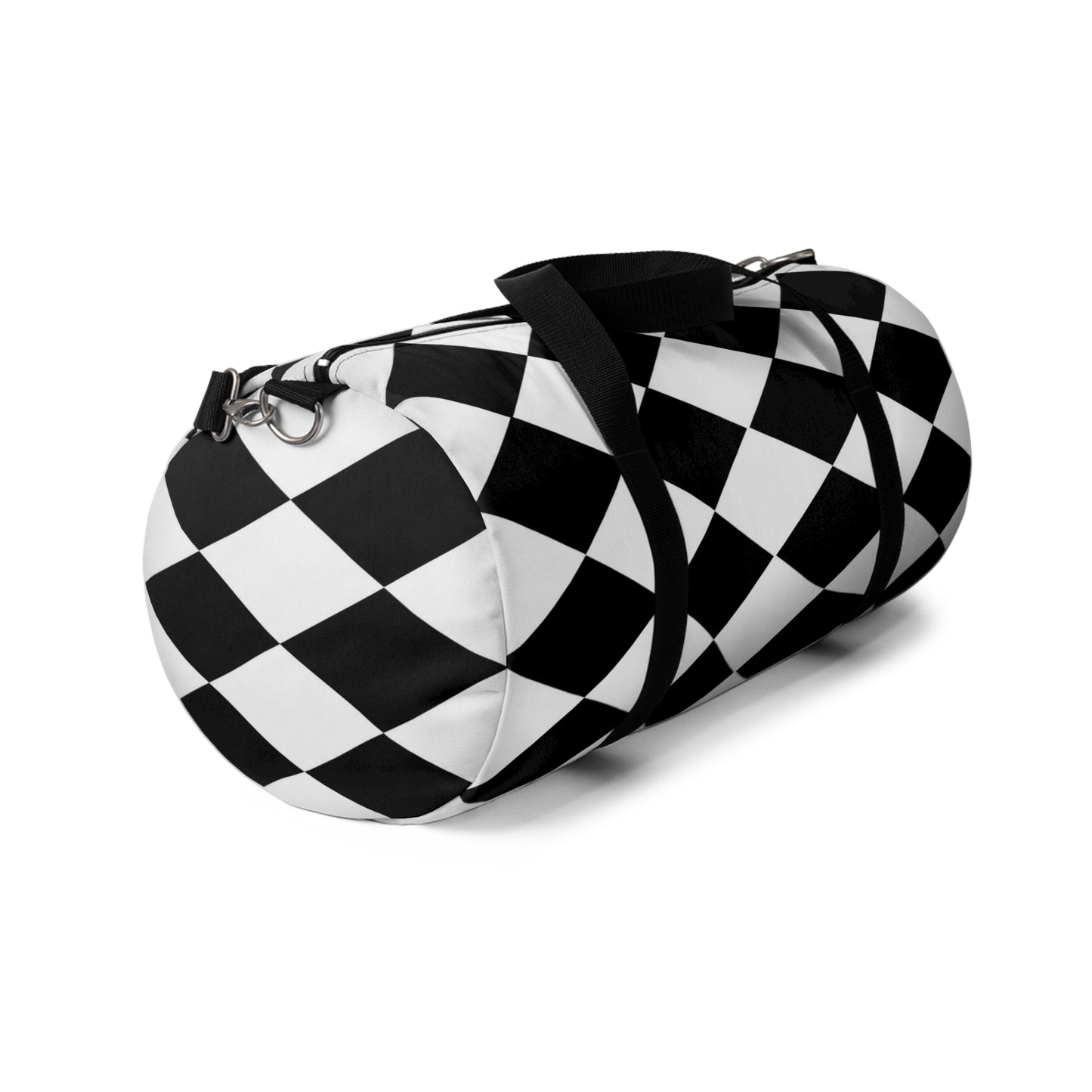 Black and White Small Diamond Print Duffel Bag