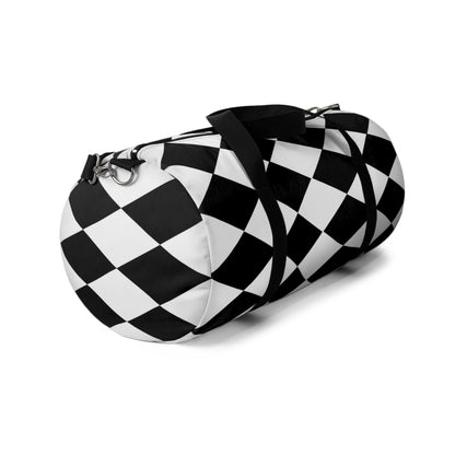 Black and White Small Diamond Print Duffel Bag