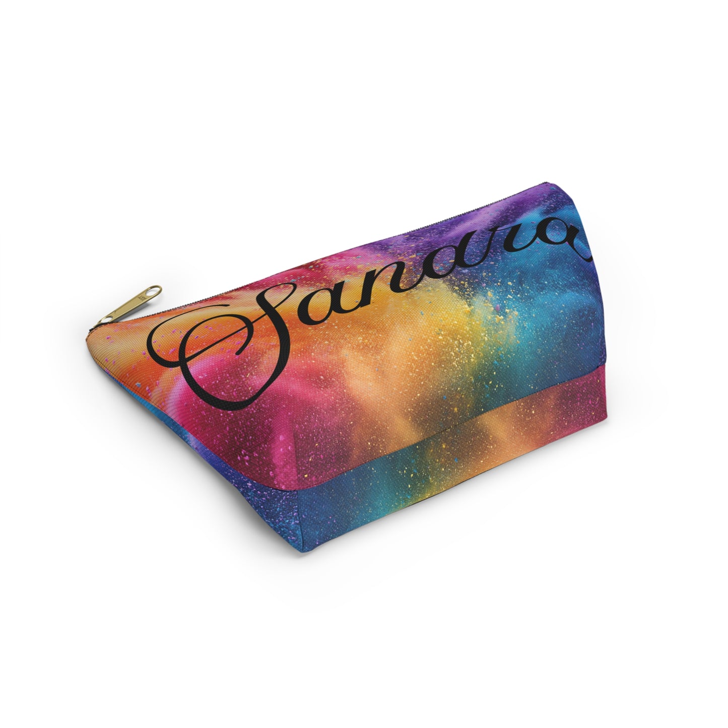 Personalized Rainbow Name Accessory Pouch — T‑Bottom Makeup Bag