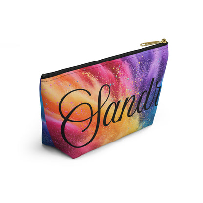 Personalized Rainbow Name Accessory Pouch — T‑Bottom Makeup Bag