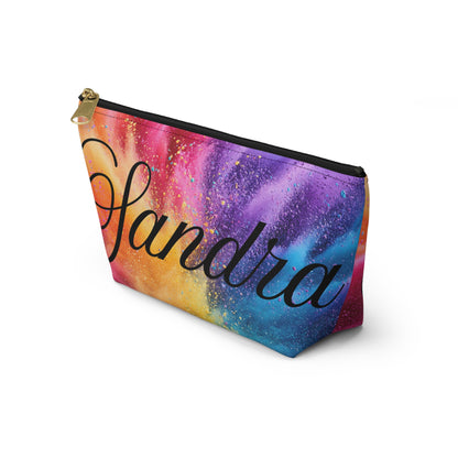 Personalized Rainbow Name Accessory Pouch — T‑Bottom Makeup Bag