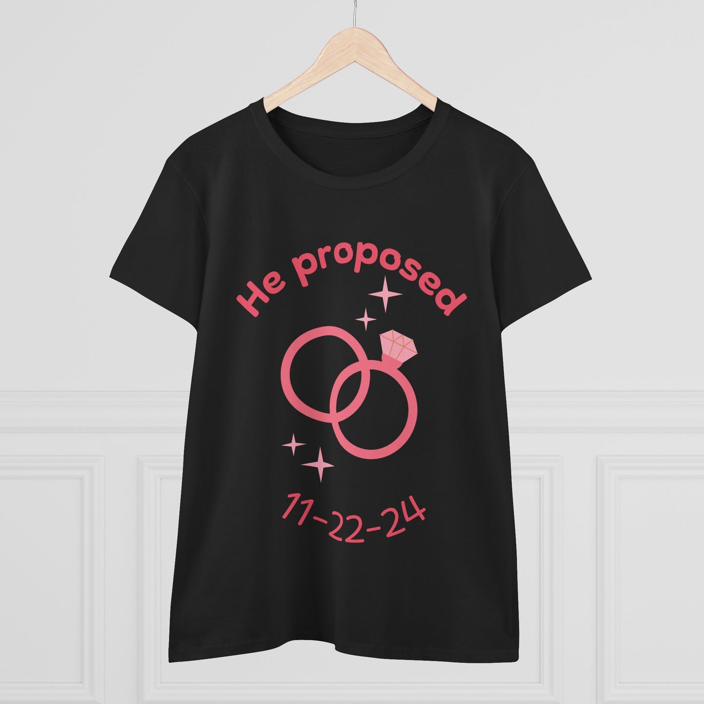 He Proposed! Women's Midweight Cotton Tee