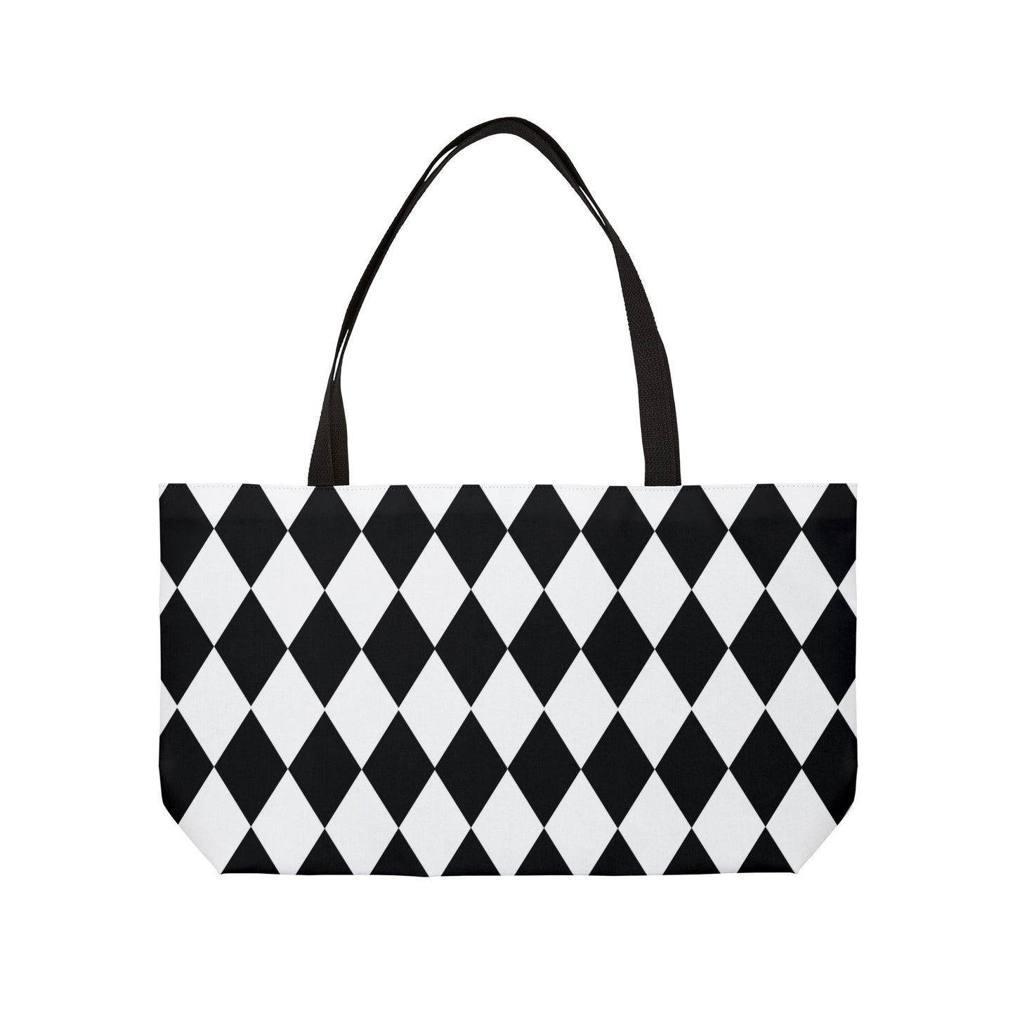 Black and White Small Diamond Print Weekender Tote Bag