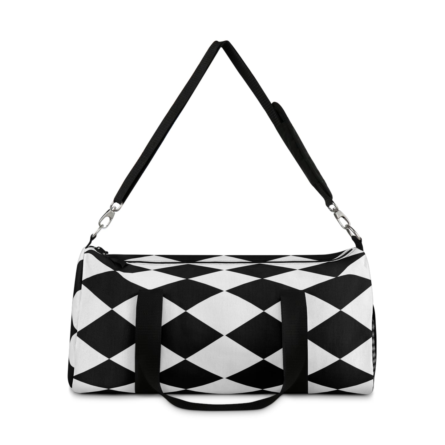 Black and White Small Diamond Print Duffel Bag