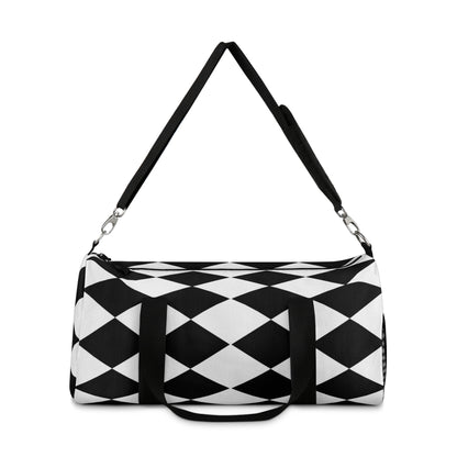 Black and White Small Diamond Print Duffel Bag