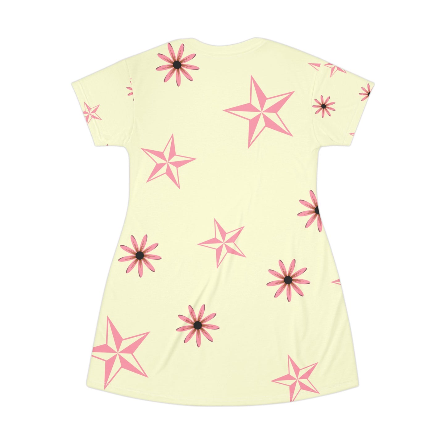 Floral Tunic with Pink Flowers and Beige and Pink Stars