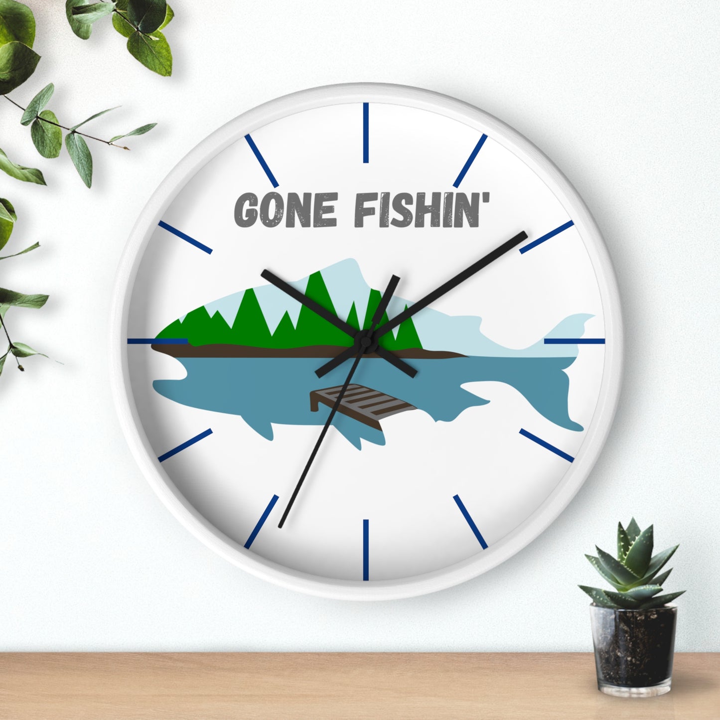 Gone Fishing Wall Clock