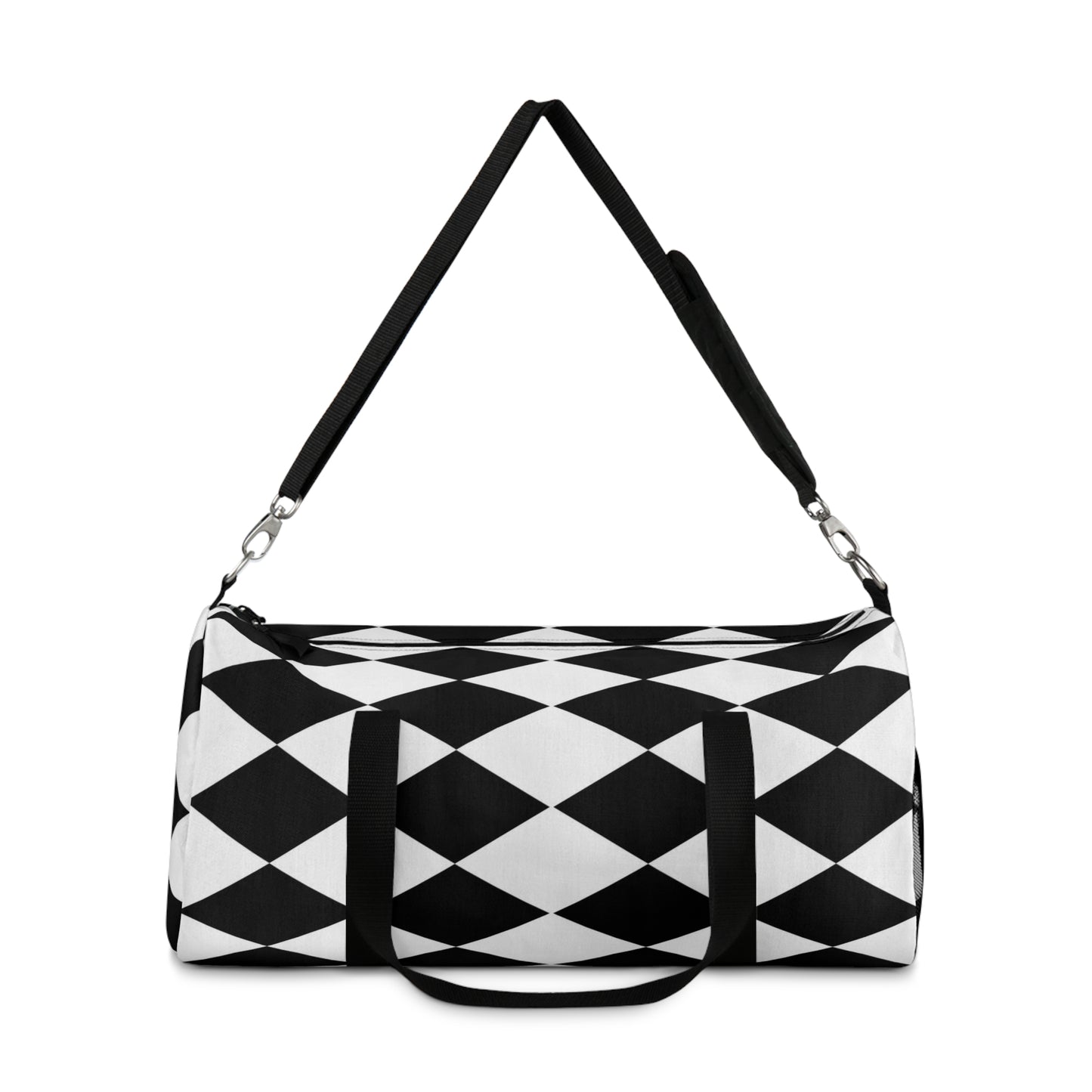 Black and White Small Diamond Print Duffel Bag