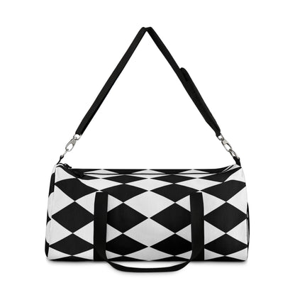 Black and White Small Diamond Print Duffel Bag