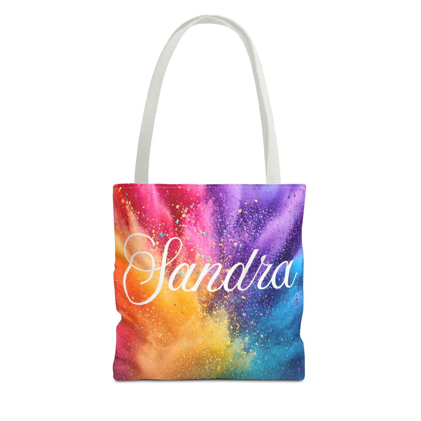 Personalized Rainbow Galaxy Tote Bag – Custom Name Colorful Canvas Tote