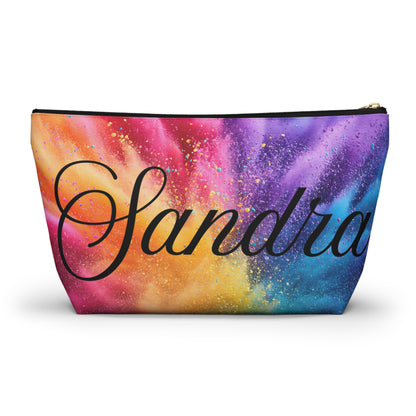 Personalized Rainbow Name Accessory Pouch — T‑Bottom Makeup Bag