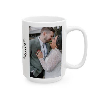 Personalized Photo Wedding Mug — Custom Names & Date (Ceramic, 11oz/15oz)
