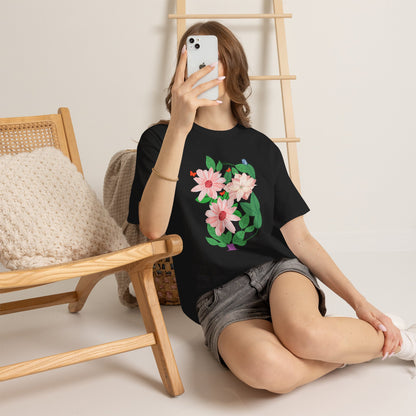 Floral Potted Plant T‑Shirt — Pink Blossom Graphic Tee