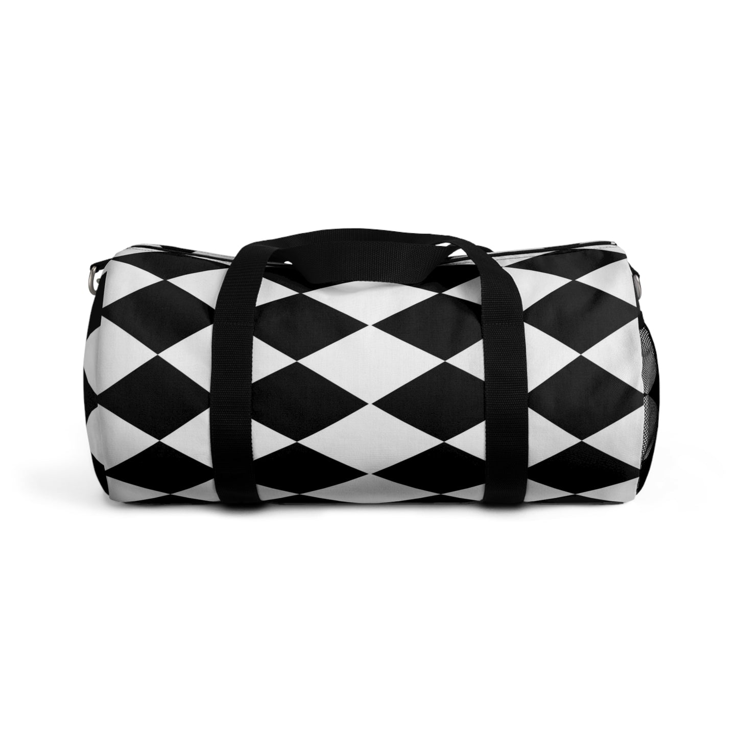 Black and White Small Diamond Print Duffel Bag