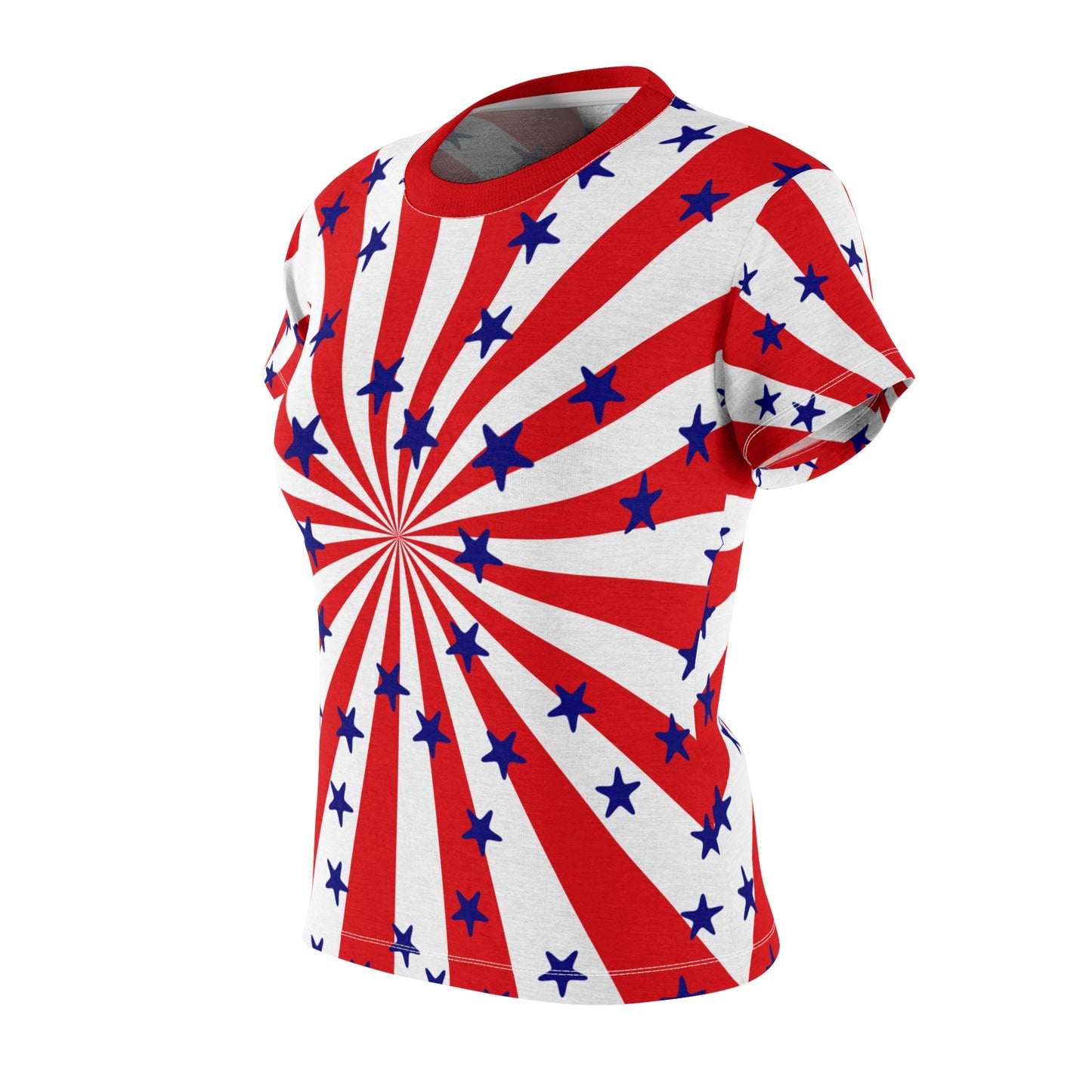 Patriotic Starburst Women's Tee, Comfortable Summer Top, Red White Blue Shirt, Festive T-Shirt for Independence Day, 4th of July Apparel