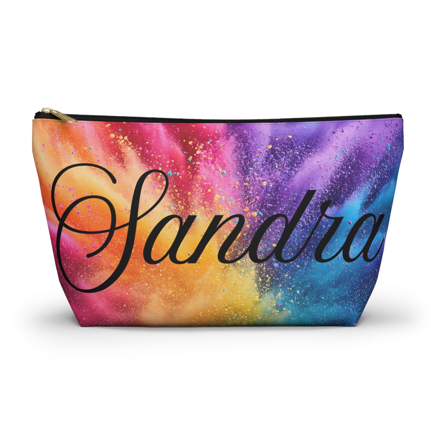 Personalized Rainbow Name Accessory Pouch — T‑Bottom Makeup Bag